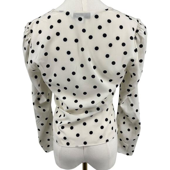 Intermix Polka Dot Silk Ruffle Blouse Size 4 - Picture 4 of 9